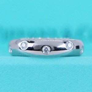21214 Tiffany & Co. Etoile Platinum Diamond 4.3mm Wedding Band Ring 4.5